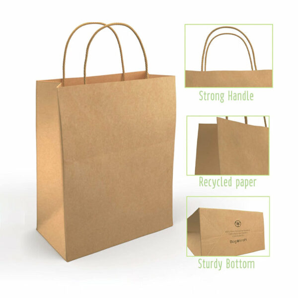 Compostable Twisted Handle paper bags Factory Wholesale