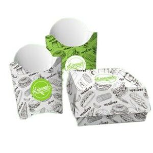 Custom Compostable Green and White French Fries Cup