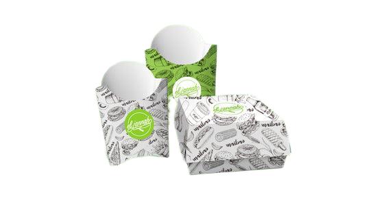 Custom Compostable Green and White French Fries Cup