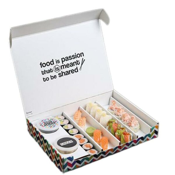 Custom Eco-friendly Food Grade Paper Sushi Takeaway Box with Divider