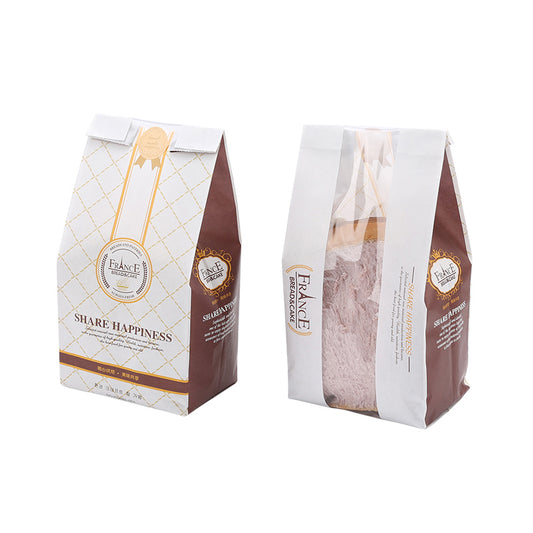 Customized Disposable Food Paper Bag with closure and easy opening for Bread