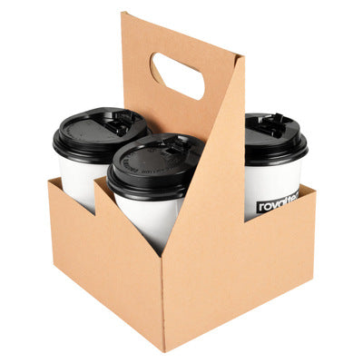 Factory Custom Biodegradable 4-Cup Brown Paper Cup Carrier