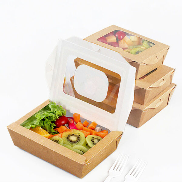 Factory Custom Disposable Fast Food Paper Lunch Box with Window