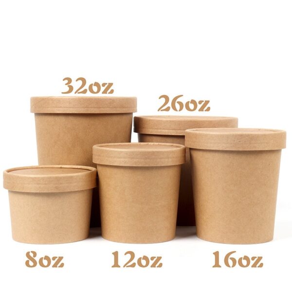 Factory Custom Sustainable Round Brown Paper Lunch Box