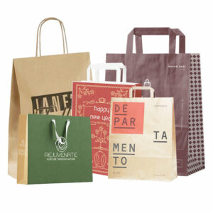 Wholesale Compostable Flat Handle Take Away Paper Bags
