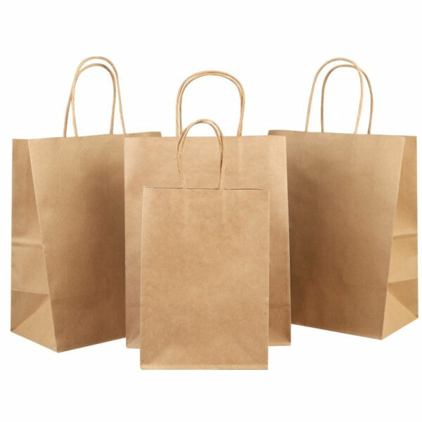 Sustainable Brown Paper Twisted Handle Paper Bag Custom