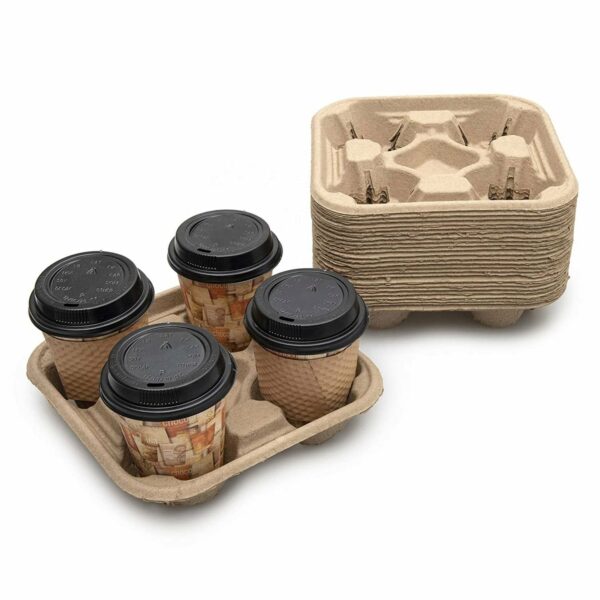 Factory Custom Biodegradable 4 Cup Carrier Tray