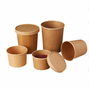 Factory custom brown paper bowl with kraft paper